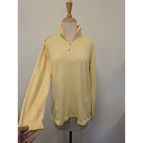 Orvis Butter Yellow 1/4 Zip Pullover 100% Cotton Sweater sz M Casual Preppy - Picture 2 of 10